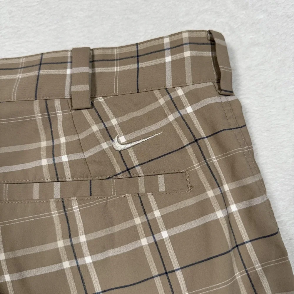 Nike Golf‎ Shorts Mens 32 Brown Plaid Dri-FIT Performance Lightweight Athletic